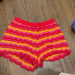 TALULAH Red and Pink High Waist Shorts